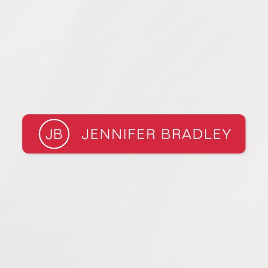 Monogram Aangepaste naam Kleding Labels Rood en bl (Design 1)