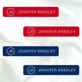 Monogram Aangepaste naam Kleding Labels Rood en bl