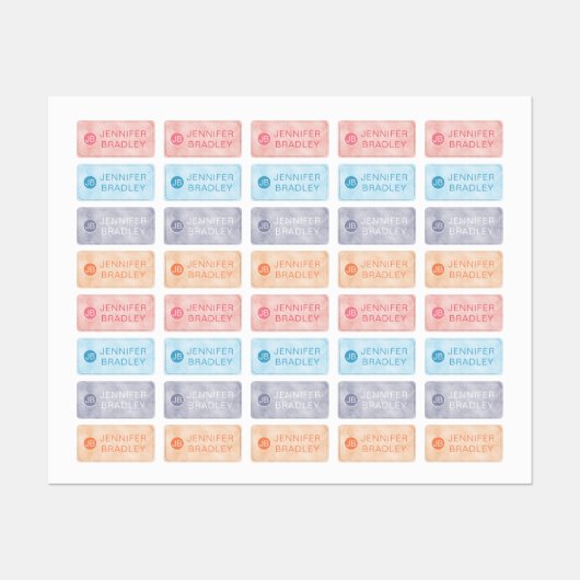 Monogram Aangepaste naam Kleding Labels Roze Blauw (Vel)