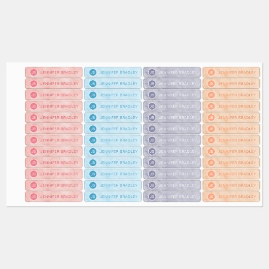 Monogram Aangepaste naam Kleding Labels Roze Blauw (Vel)