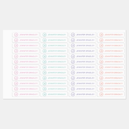 Monogram Aangepaste naam Kleding Labels Roze Groen (Vel)