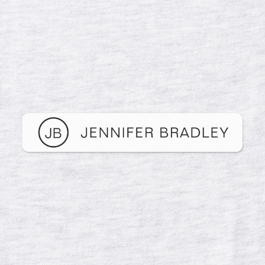 Monogram Aangepaste naam Kleding Labels Zwart-wit (Design 1)