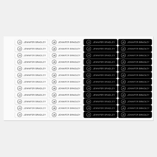 Monogram Aangepaste naam Kleding Labels Zwart-wit (Vel)