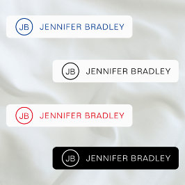 Monogram Aangepaste naam Kleding Labels Zwart-wit