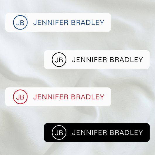 Monogram Aangepaste naam Kleding Labels Zwart-wit