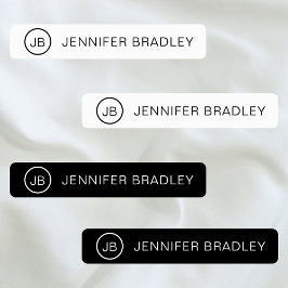 Monogram Aangepaste naam Kleding Labels Zwart-wit
