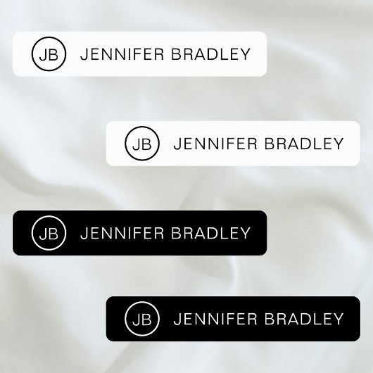 Monogram Aangepaste naam Kleding Labels Zwart-wit