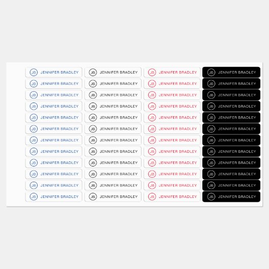 Monogram Aangepaste naam Kleding Labels Zwart-wit (Vel)