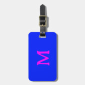 Monogram Aangepaste naam Kleur Neon Blauw Roze 202 Bagagelabel (Voorkant verticaal)