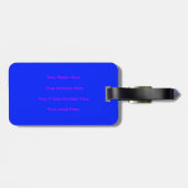 Monogram Aangepaste naam Kleur Neon Blauw Roze 202 Bagagelabel (Achterkant horizontaal)