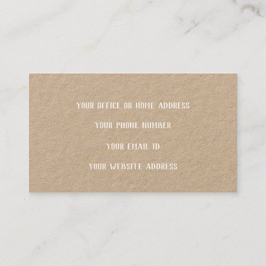 Monogram Aangepaste naam Kraft papier Eenvoudig Visitekaartje (Achterkant)