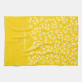 Monogram Aangepaste naam laat dagen helder geel Theedoek (Horizontaal)