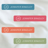Monogram Aangepaste naam Modern Colorful Girly Labels