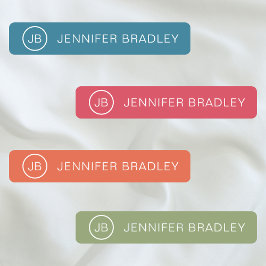 Monogram Aangepaste naam Modern Colorful Girly Labels