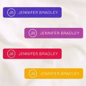 Monogram Aangepaste naam Modern Colorful Girly Labels