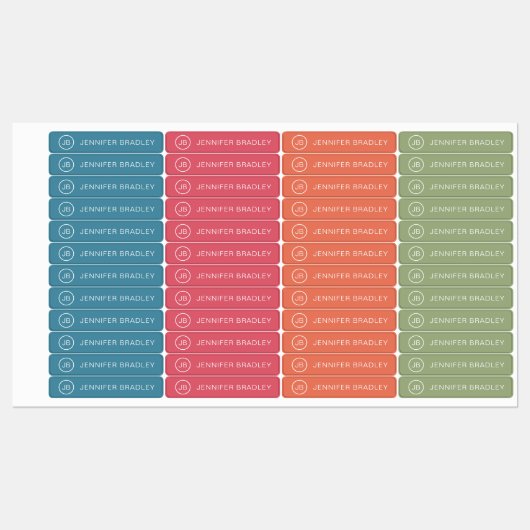 Monogram Aangepaste naam Modern Colorful Girly Labels (Vel)