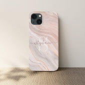 Monogram Aangepaste naam Modern Marmeren Swirl Case-Mate iPhone Case