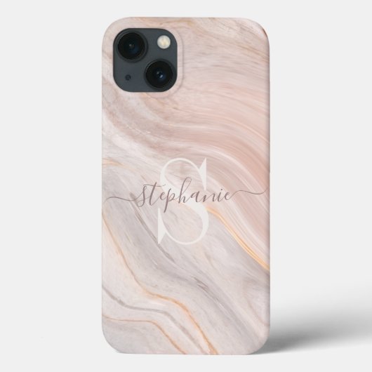 Monogram Aangepaste naam Modern Marmeren Swirl Case-Mate iPhone Case (Achterkant)