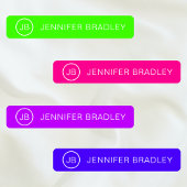 Monogram Aangepaste naam Modern Neon Boy Girl Labels