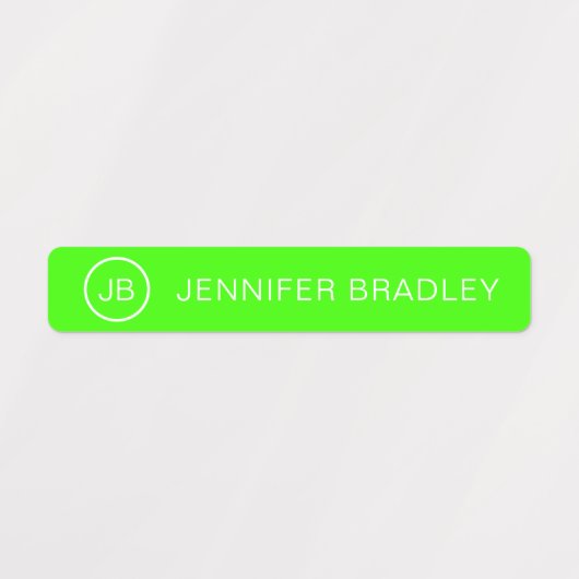 Monogram Aangepaste naam Modern Neon Boy Girl Labels (Design 1)