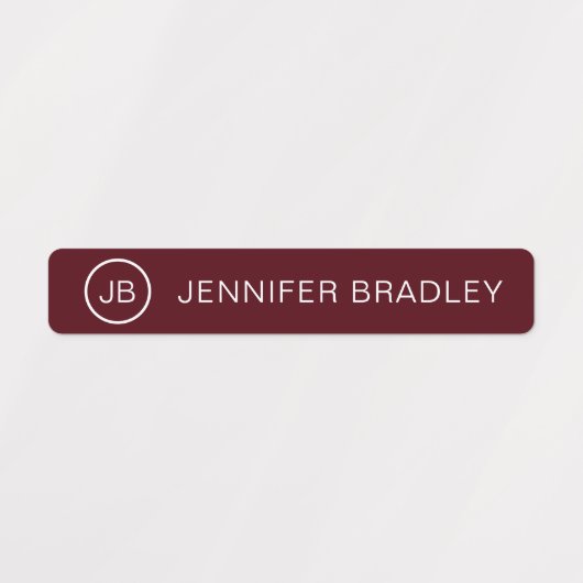 Monogram Aangepaste naam Modern Rood Roze Meisje Labels (Design 1)