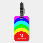 Monogram Aangepaste naam Regenboog Streep Bagagelabel (Voorkant verticaal)