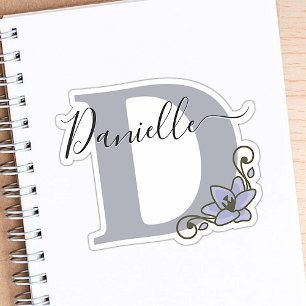 Monogram Aangepaste Naam Romantische Lelie Bloem S Sticker