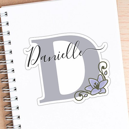 Monogram Aangepaste Naam Romantische Lelie Bloem S Sticker