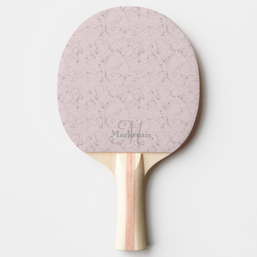 Monogram Aangepaste naam Roze grijs marmer Patroon Tafeltennisbatje (Voorkant)