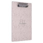 Monogram Aangepaste naam Roze grijs marmerontwerp Klembord (Rechts)