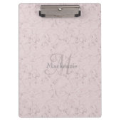 Monogram Aangepaste naam Roze grijs marmerontwerp Klembord (Voorkant)