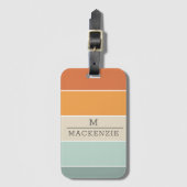 Monogram Aangepaste naam Stripe Peach Blue Coral B Bagagelabel (Voorkant (verticaal))