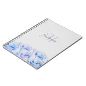 Monogram Aangepaste naam Stustblauw Roos Pastel Gr Notitieboek (Linkerzijde)