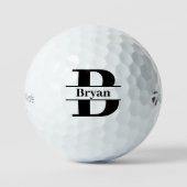 Monogram Aangepaste naam Typografie Eenvoudige zwa Golfballen (Voorkant)