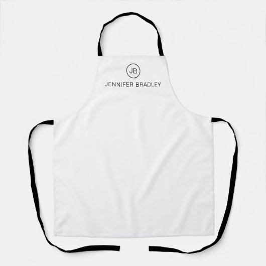 Monogram Aangepaste naam Wit en Zwart Schort (Voorkant)