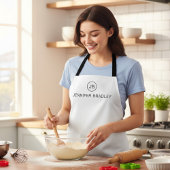 Monogram Aangepaste naam Wit en Zwart Schort