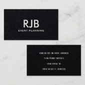 Monogram Aangepaste naam Zwart Papier Eenvoudig Visitekaartje (Voorkant / Achterkant)