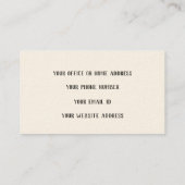 Monogram Aangepaste naam Zwart Signature Cream Coo Visitekaartje (Achterkant)