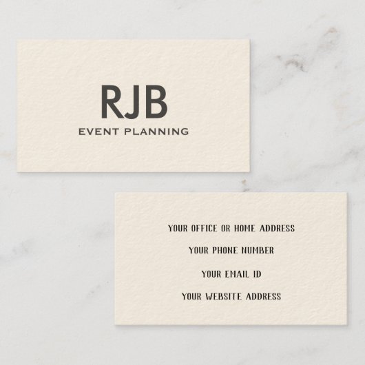 Monogram Aangepaste naam Zwart Signature Cream Coo Visitekaartje (Voorkant / Achterkant)