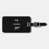 Monogram aangepaste naam zwart wit cadeau favoriet bagagelabel (Voorkant horizontaal)