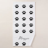 Monogram Aangepaste naam Zwart wit pagina Afdrukpa Badhanddoek (Badhanddoek)