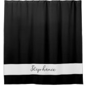 Monogram Aangepaste Naam Zwart Wit Stijlvol Elegan Douchegordijn (Voorkant)