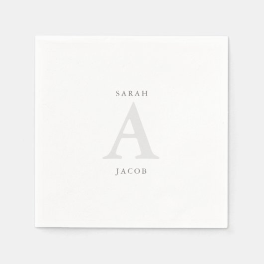 Monogram Aangepaste Namen Trouwcocktail Servet (Voorkant)