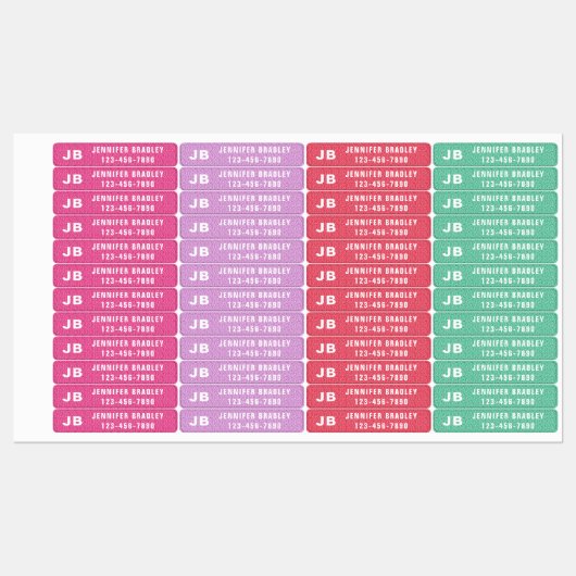 Monogram Aangepaste persoonlijke naam Meisje Glitt Labels (Vel)