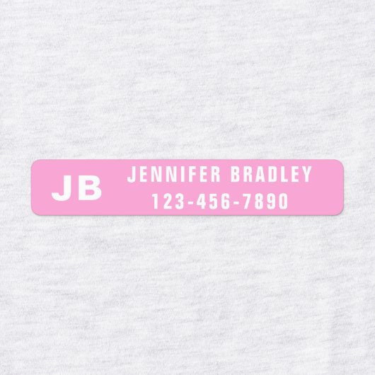 Monogram Aangepaste persoonlijke naam Meisroze Paa Labels (Design 1)