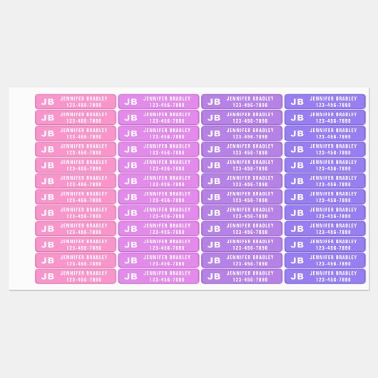 Monogram Aangepaste persoonlijke naam Meisroze Paa Labels (Vel)