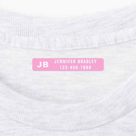 Monogram Aangepaste persoonlijke naam Meisroze Paa Labels (Aangebracht)