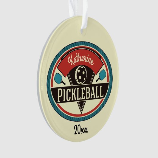 Monogram Aangepaste Pickleball Player Ornament (voorkant)