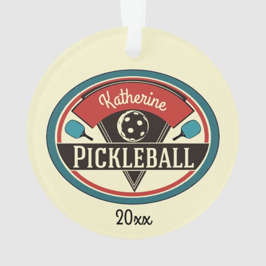 Monogram Aangepaste Pickleball Player Ornament (achterkant)