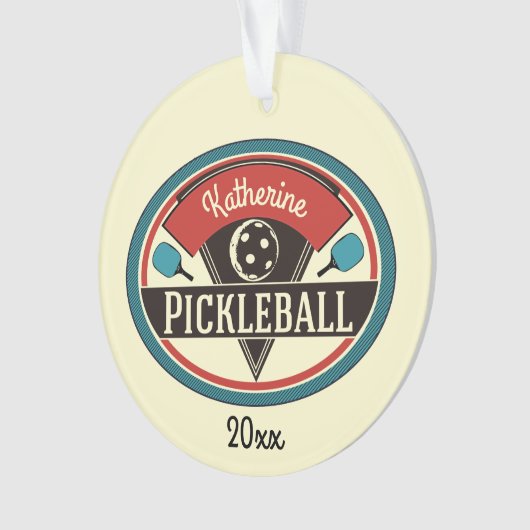 Monogram Aangepaste Pickleball Player Ornament (voorkant)